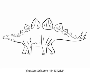 Illustration Stegosaurus Black White Drawing White Stock Vector ...