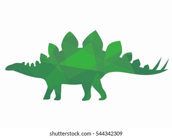 illustration of a stegosaurus . green triangles drawing, white background