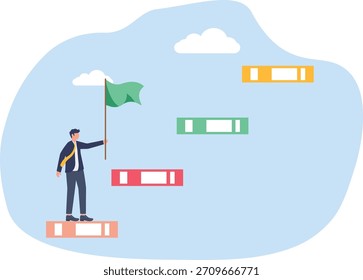 Ilustración de paso a paso completando un informe de proyecto como validación del trabajo de proyecto empresarial

