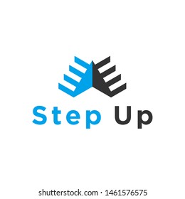 illustration of step forward to get success.Good Progress abstract emblem, design concept, logo, logotype element for template.