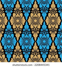  
Illustration of sterilized Balinese ornament pattern from vines or leaves and flowers forming a traditional classic ornament