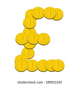 illustration of sterling symbol made up of coins