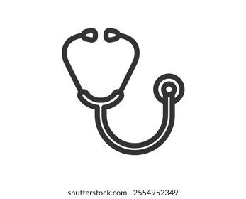 Illustration of stethoscope icon (line drawing).