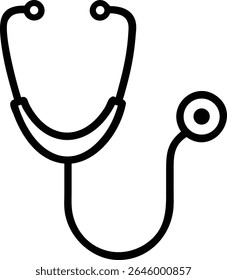 An illustration of a stethoscope, a medical instrument used for listening to internal sounds of the body, aiding in diagnosis and healthcare.