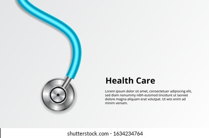 Illustration of stethoscope on the white background. global healthcare. Medical instrument for doctor, nurse and hospital.