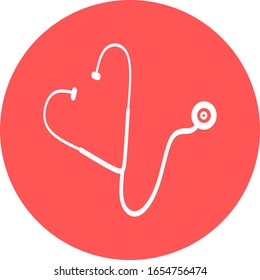 Illustration of stethoscope  in red circle Icon. 
