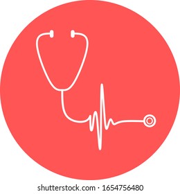 Illustration Of Stethoscope  In Red Circle Icon. 