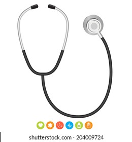 Illustration of stethoscope. Vector web icon