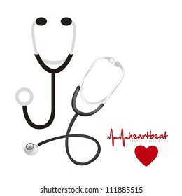 illustration of stethoscopes, in silhouette and 3d, vector illustration