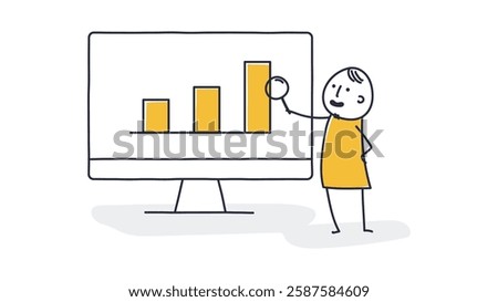 Illustration of a stick figure analyzing a graph