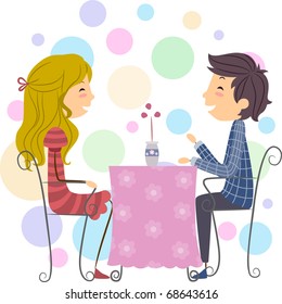 Illustration of a Stick Figure Couple on a Date