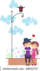 Illustration of a Stick Figure Couple on a Date