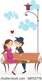 Illustration of a Stick Figure Couple on a Date
