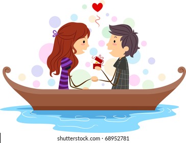 Illustration of a Stick Figure Guy Proposing to His Girl