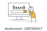 Illustration of a stick figure searching on a search engine
