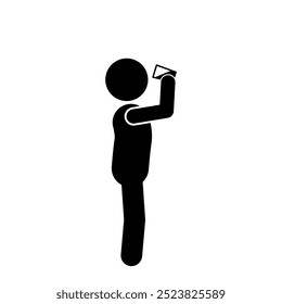 illustration of stick figure or stickman drinking water, thirsty