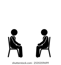 Ilustración de figuras de palo sentadas frente a frente
