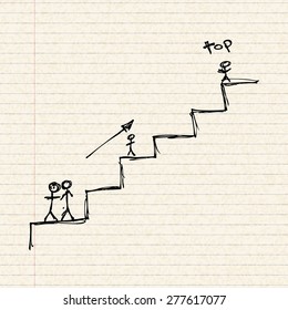 Illustration of stick men climbing some stairs