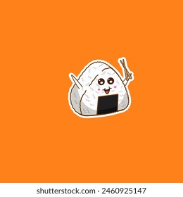 Illustration of sticker cartoon onigiri