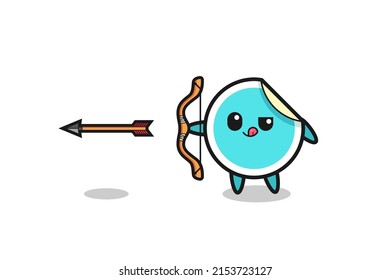 illustration of sticker character doing archery , cute design