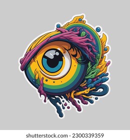 Pegatina de ilustración de un ojo único y colorido