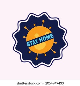 illustration of sticker label about covid 19