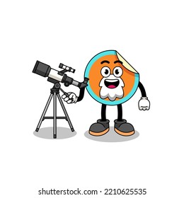 Illustration of sticker mascot as an astronomer , character design
