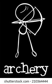 Illustration of stickman doing archery