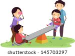 Illustration of Stickman Family Having Fun in the Playground