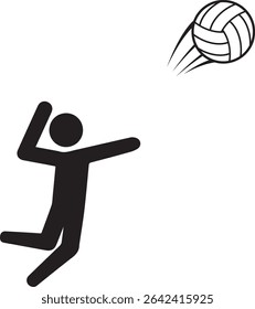 Uma ilustração de um stickman saltando para realizar uma quebra de vôlei