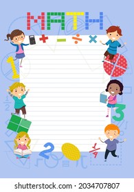 Illustration Of Stickman Kids And 123 Math Frame On Paper