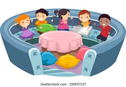 Illustration of Stickman Kids in a Conversation Pit