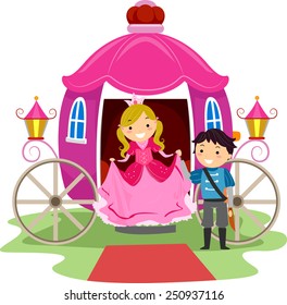 Illustration of Stickman Kids Dressed as a Prince and a Princess