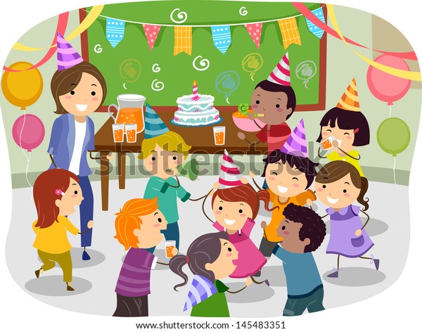 Illustration D Une Fete D Anniversaire A L Ecole Image Vectorielle De Stock Libre De Droits Illustration D Une Fete D Anniversaire A L Ecole Image Vectorielle De Stock Libre De Droits