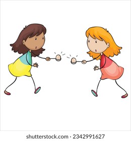 Illustration of Stickman Kids Playing with Each Other on White Background