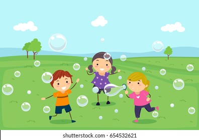 Kids Blowing Bubbles Cartoon Images Stock Photos Vectors