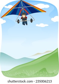 Illustration eines Stickman Maneuvering Hang Glider