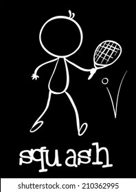 Illustration of a stickman playing squash