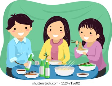 Illustration Stickman Teenage Girl Guy Drinking Stock Vector (Royalty ...