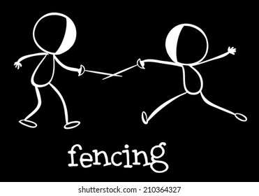 Illustration of stickmen fencing