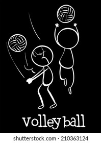 Illustration of stickmen playing volleyball