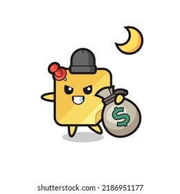 Illustration of sticky note cartoon is stolen the money , cute style design for t shirt, sticker, logo element