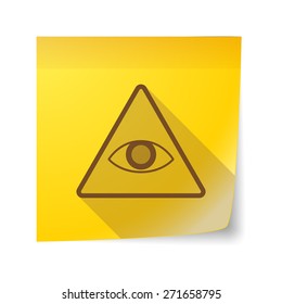 Illustration of a sticky note icon with an all seeing eye