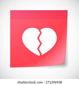 Illustration of a sticky note icon with a broken heart