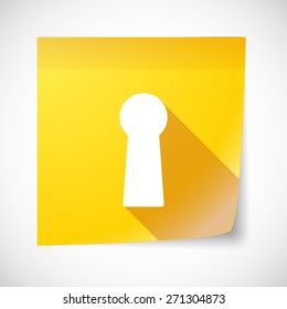 Illustration of a sticky note icon with a key hole
