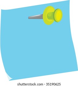 illustration of sticky note and pin on white