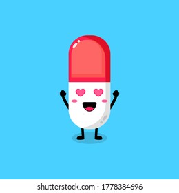 Illustration Of Stimulant Pills Cartoon Character.