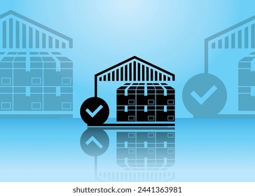 illustration of stock dropship items isolated on a light blue gradient background, stock items available, perfect for applications, online markets, online stores, dropship, and etc