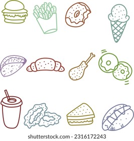 Illustration of stock illustration fast food vector illustration. Drawing Design concept  