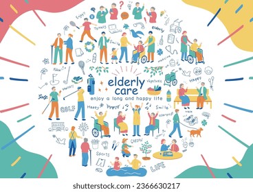 Illustration Stock for Seniors and Care